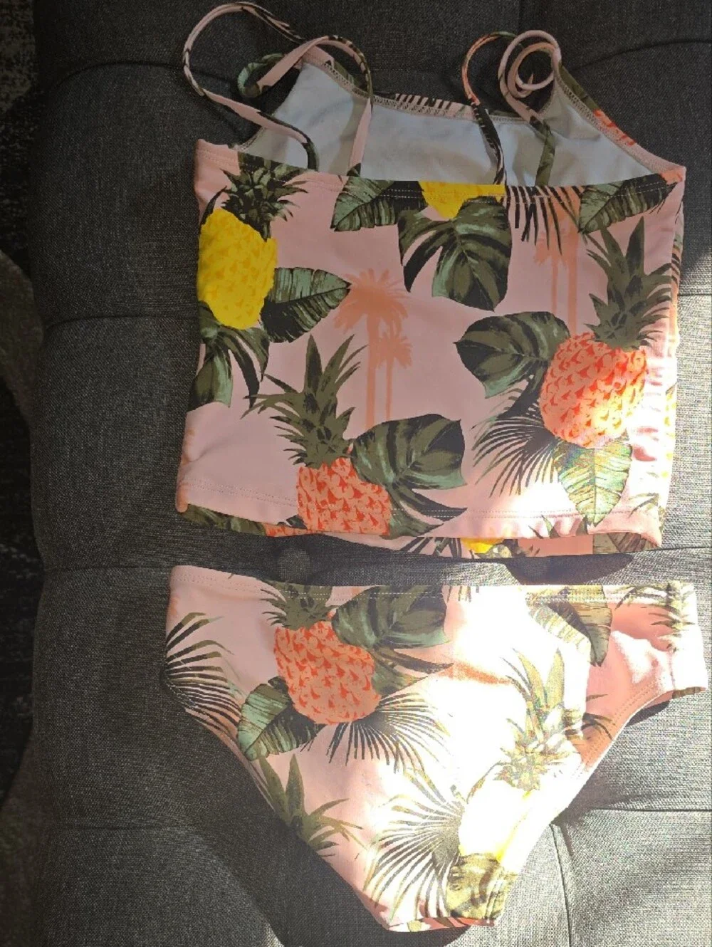 Girls Pineapple Print Pink Bikini Set